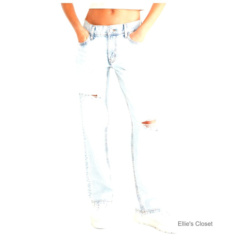 Low Rise Elastic Waist Baggy Jeans with Recycled Cotton
